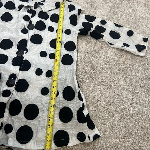 YUSHI Women’s Crinkle Print JACKET Black White Polka Dot ART TO WEAR Sz M - Picture 14 of 15